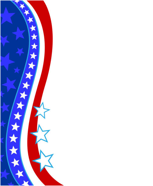 illustrazioni stock, clip art, cartoni animati e icone di tendenza di onda del telaio della bandiera rossa blu degli stati uniti - usa politics flag american culture