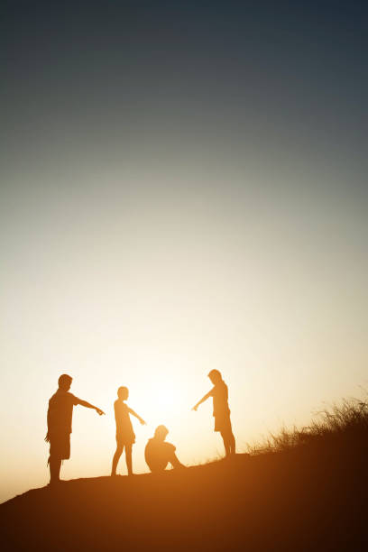 istock Children playing on summer sunset happy time 918512290