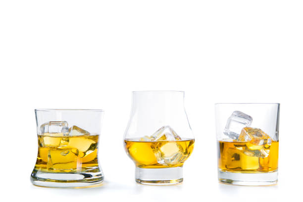 istock Strong alcohol drinks - whiskey, bourbon, scotch on white background 918516306