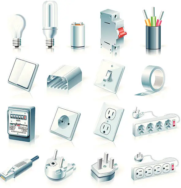 Vector illustration of Electrical supplies icon set