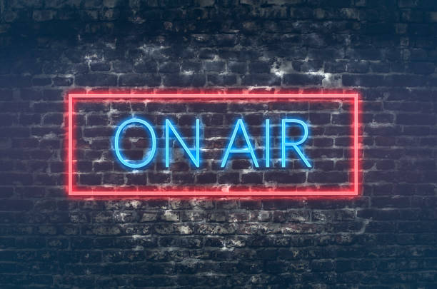 ON AIR ON AIR neon sign on dark brick wall background audition photos stock pictures, royalty-free photos & images