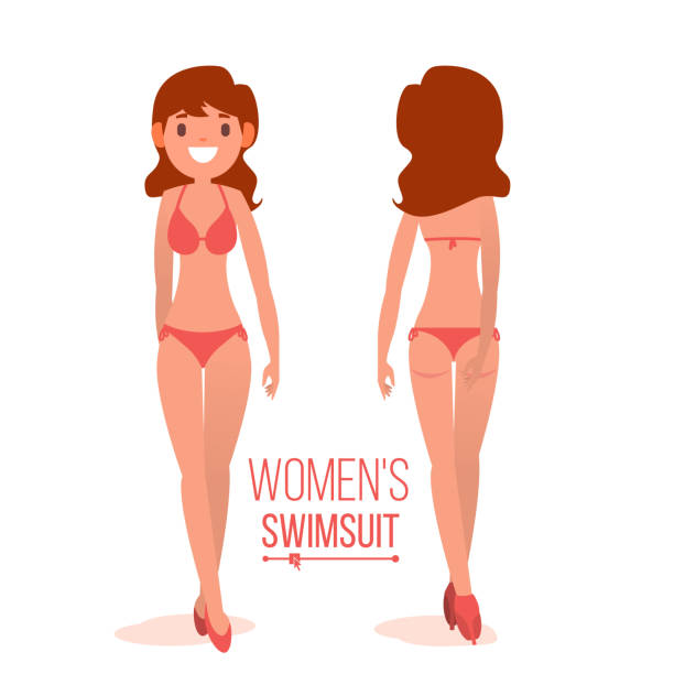 ilustrações, clipart, desenhos animados e ícones de as mulheres s swimsuit vector. roupas de praia de mulheres. verão praia maiô. ilustração plana isolada - model3