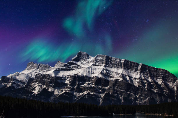 istock awesome landscape-aurora and mountain 918525482