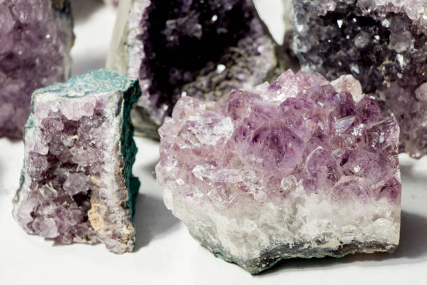 istock Raw violet amethyst rock with crystal ametist 918531194