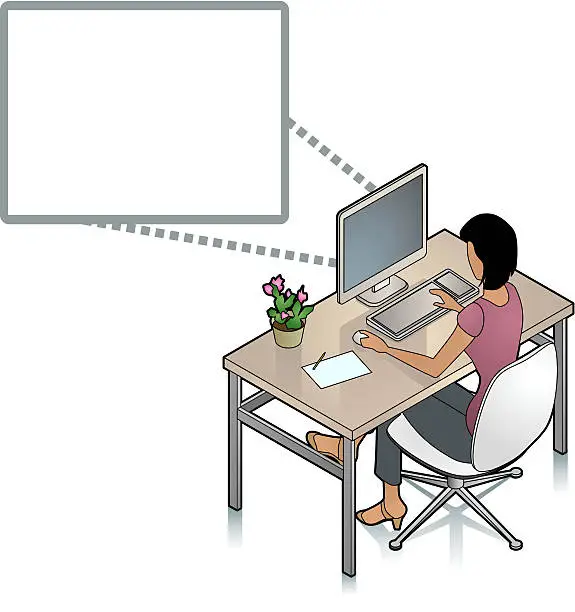 Vector illustration of Woman at Desk
