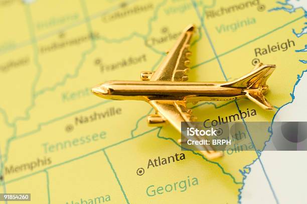 Foto de Avião Sobre O Sudeste Dos Estados Unidos e mais fotos de stock de Avião comercial - Avião comercial, Kentucky, Mapa