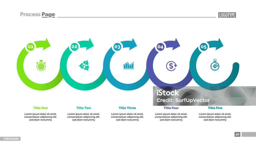 Timeline chart template five circles Timeline chart template five circles. Process chart, development, strategy. Concept. Can be used for presentations, banners, layouts Arrow Symbol stock vector