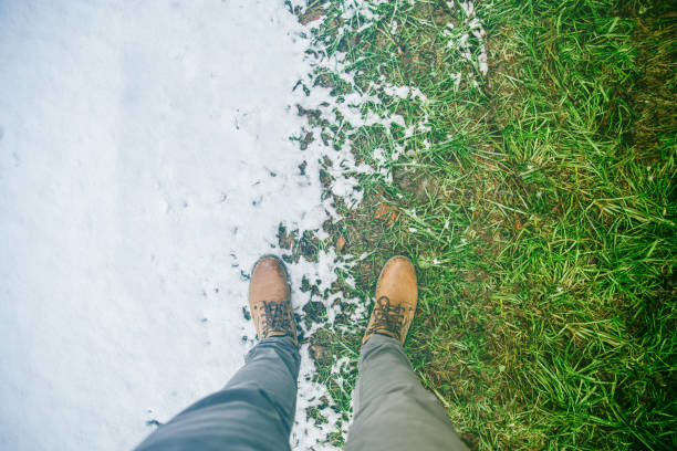 man stand in place where winter meet spring