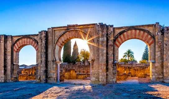 The ruins of Medina Azahara, a fortified Arab Muslim medieval palace-city near Cordoba, Spain