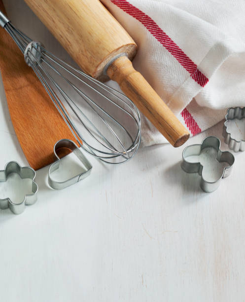istock Baking utensils for cookie on wooden background. 918556156