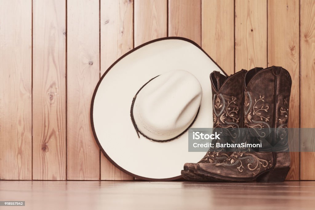 línea danza botas y sombrero - Foto de stock de Vaquero libre de derechos