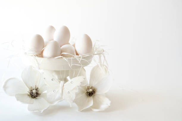 Decorative white scene for Easter, high tea or wedding