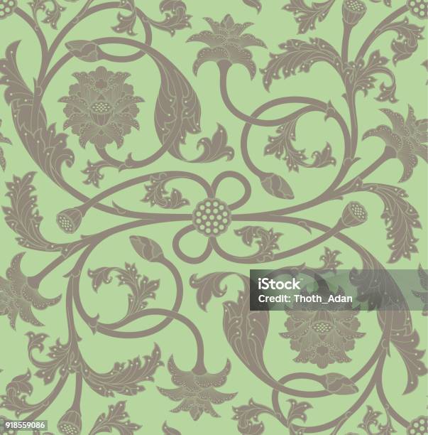 Tendril Spring Pattern Lotus Flower Tendril Pattern Stock Illustration - Download Image Now ...