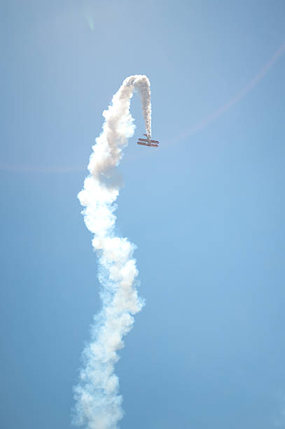 istock Acrobatic biplane performing at airshow. 91856211