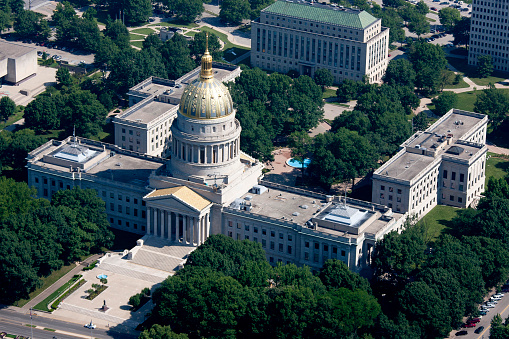 Aerial view of West Virginia State Capital Charleston WV