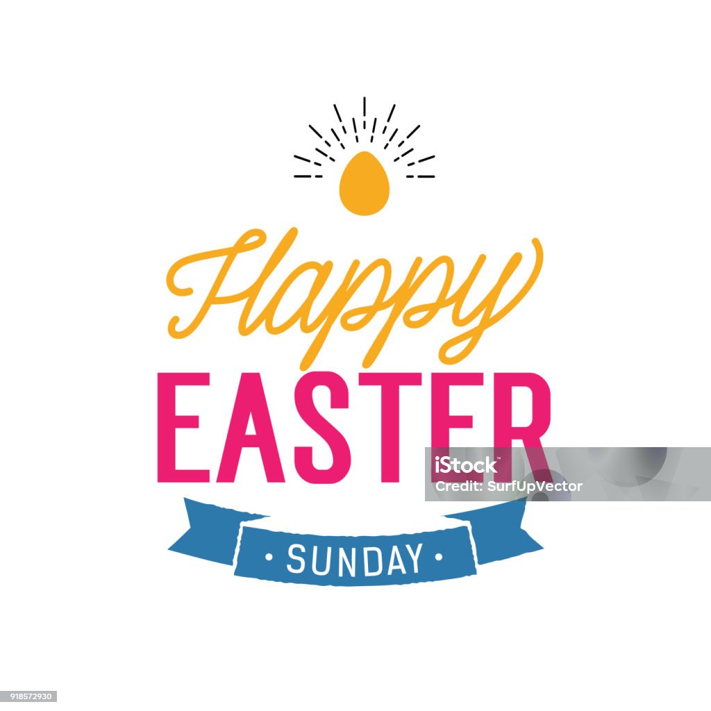 Happy Easter Sunday Lettering With Egg Stock Illustration ...