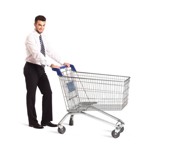 istock Businessman with shopping cart 918576194