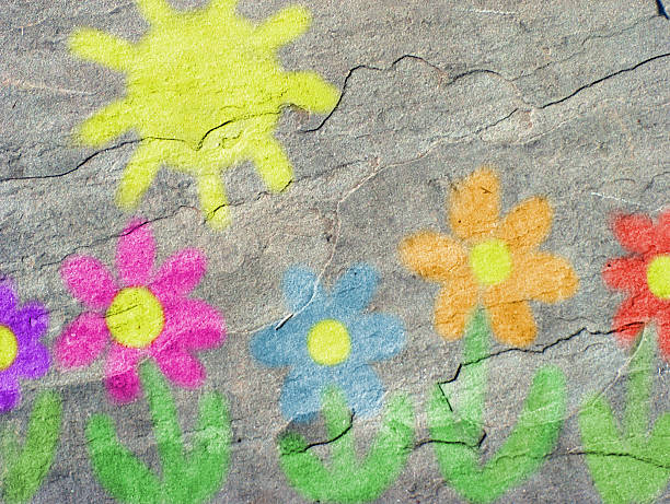 Child's Drawing On Stone stock photo