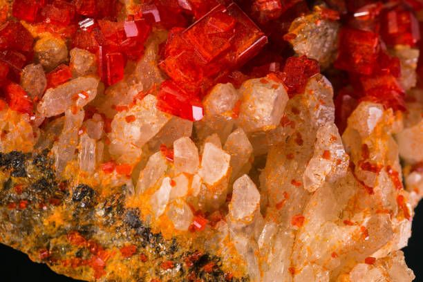 istock Quartz, Sphalerite, Pyrite, Alum speciman on black background 918580140