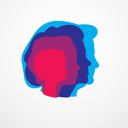 Woman life age years concept, the time of life, periods and cycle of life, growing old, maturation and aging, one generation and age categories. Vector simple classic icon design.