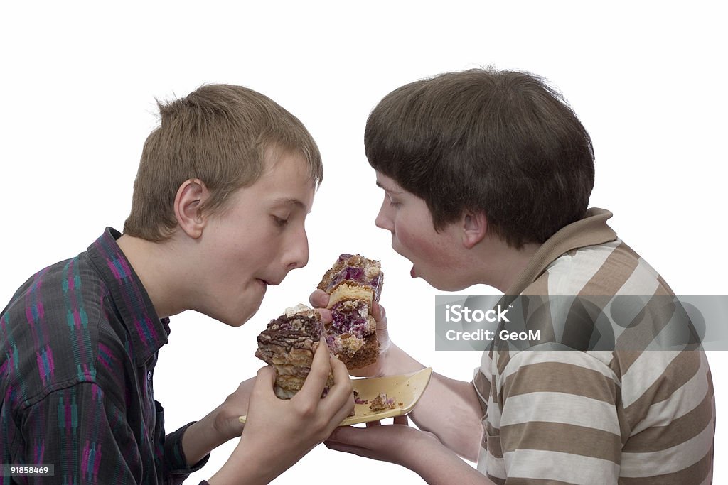 Dos niños - Foto de stock de Tarta - Postre libre de derechos