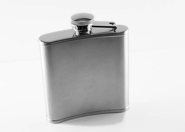 silver flask stock photo