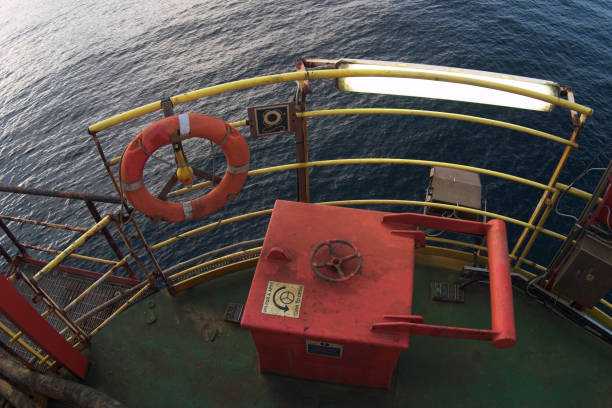 istock oil rig platform emergency escape hatch and safety ring 91859066