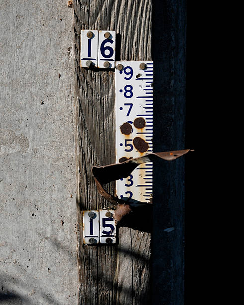 istock Water Guage on side of bridge 91859604