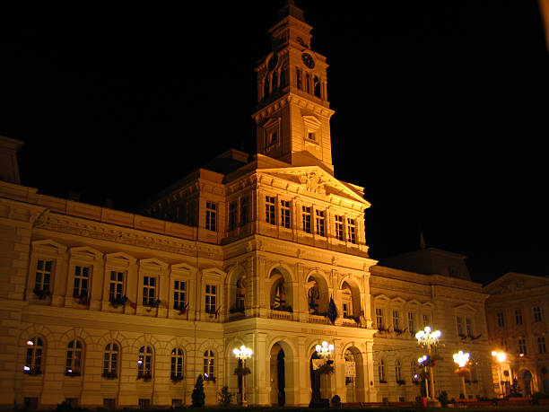 Build in 1876, this is the central administration of the western most city of Romania - Arad at night time.