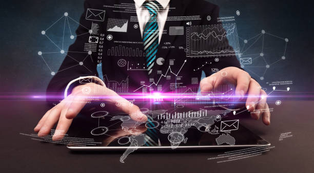 istock Finantial concept with typing businessman 918598102