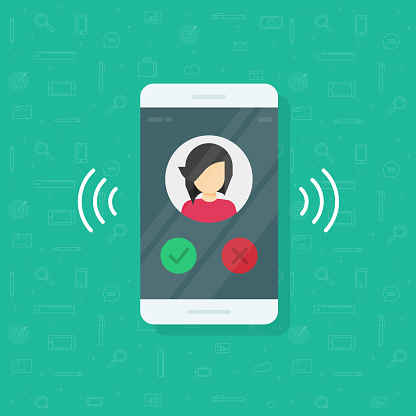 Iphone Ringing Display Cartoon Smartphone Or Mobile Phone Ringing Vector Illustration Flat Cartoon ...