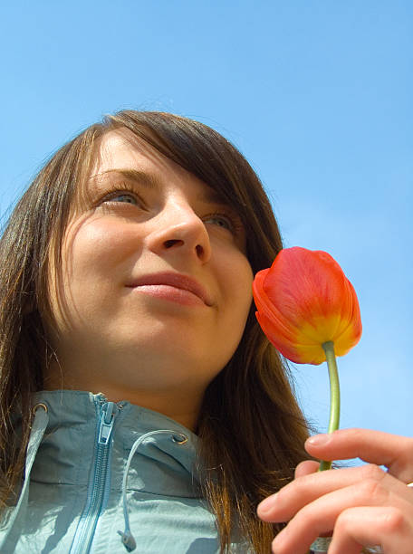 istock The girl with a flower. 91860214