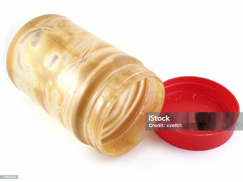 Empty Plastic Peanut Butter Jar Isolated | Recyclable Materials  Jar Stock Photo