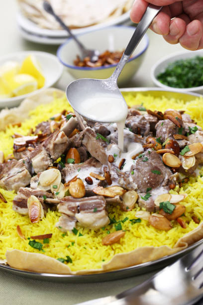 mansaf, Jordanian national dish mansaf, Jordanian national dish bedouin photos stock pictures, royalty-free photos & images