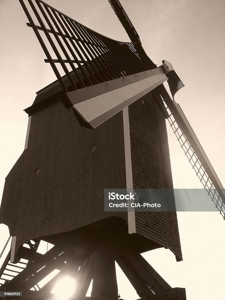 Windmill Huge windmill in Bruges, Belgium... sepia Adult Stock Photo