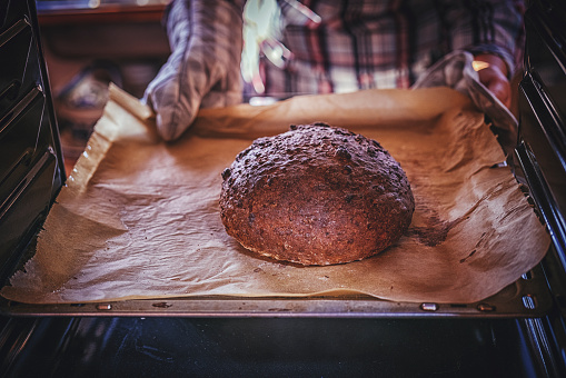 Baking Homemade Brown Bread in the Oven