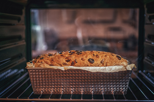 Baking Homemade Seed Bread in the Oven