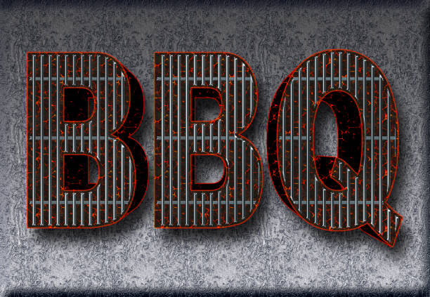 istock Stock Illustration - Big Glowing Coals BBQ, 3D Illustration, 918614114