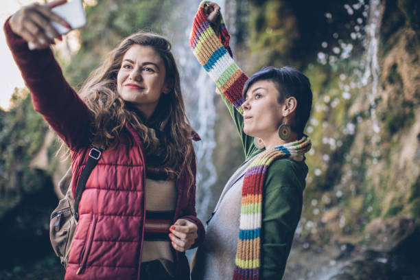 istock Girlfriends selfie in nature 918617776