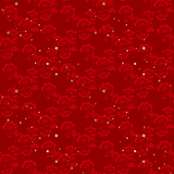 일본 ��스타일 패턴입니다. - silk textile red backgrounds stock illustrations