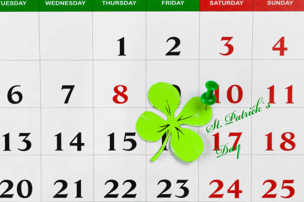 istock St Patrick`s day on march calendar pin. Copy space 918632600