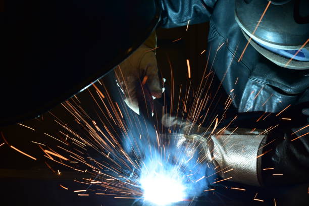 istock Industrial steel welder in factory technical, 918632748
