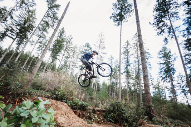 istock Mountain Biking Man Gets Big Air off Jump 918633464