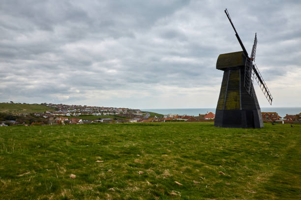 windmill in field of cereal crops