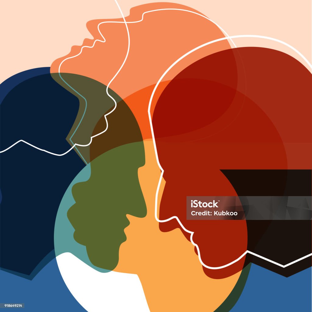 People silhouettes, adult and child. Vector ilustration. Mental Health stock vector