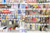 Hardware and tool in supermarket store blur background