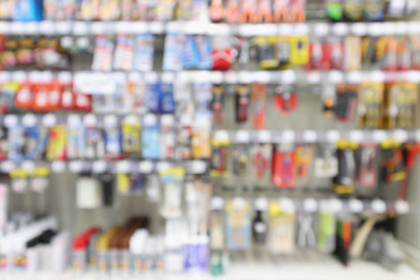 Hardware and tool in supermarket store blur background Hardware and tool in supermarket store blur background hardware store photos stock pictures, royalty-free photos & images