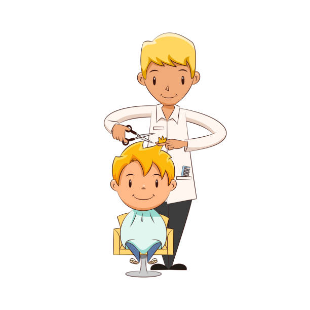 Kid Getting A Haircut Stock Illustration - Download Image Now - Adult,  Barber Shop, Beauty - iStock