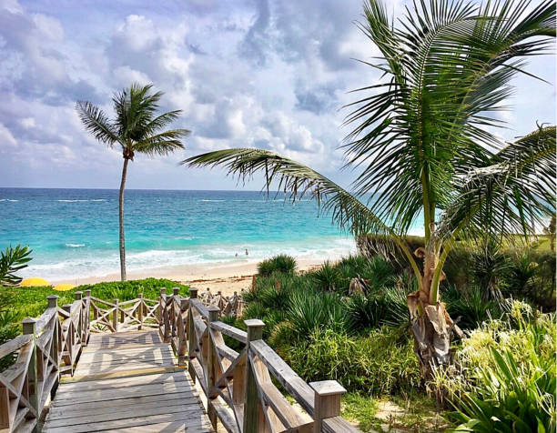 Bermuda Ocean View Path to happiness stock photo