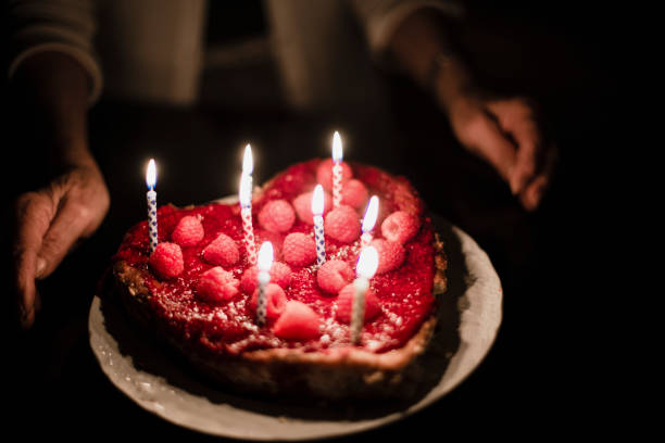 senior woman, 70-75 years, birthday cake, celebration